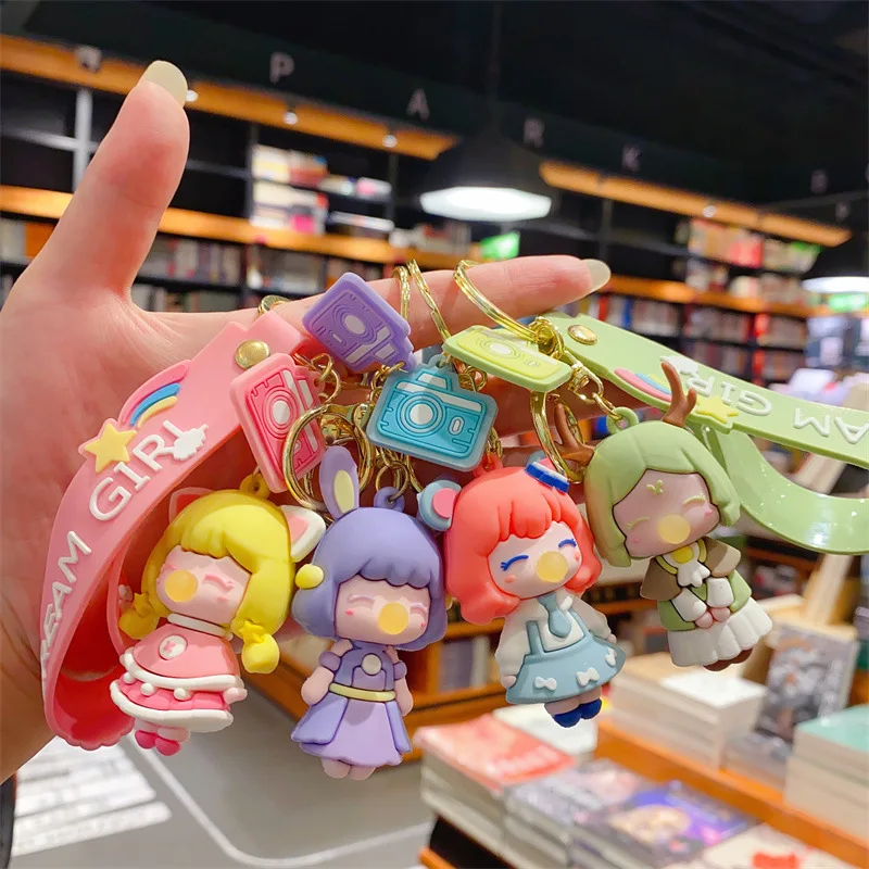 

Cute Bubble Blowing Girl Keyring Kawaii Girl Heart Backpack Pendant Fashion Women Handbag Accessories Decoration Exquisite Gifts