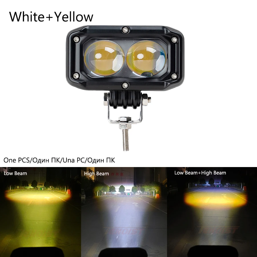 

3,8-дюймовая Двухцветная (белая/желтая) Светодиодная Рабочая Световая Панель Для Внедорожников, Внедорожников, Квадроциклов