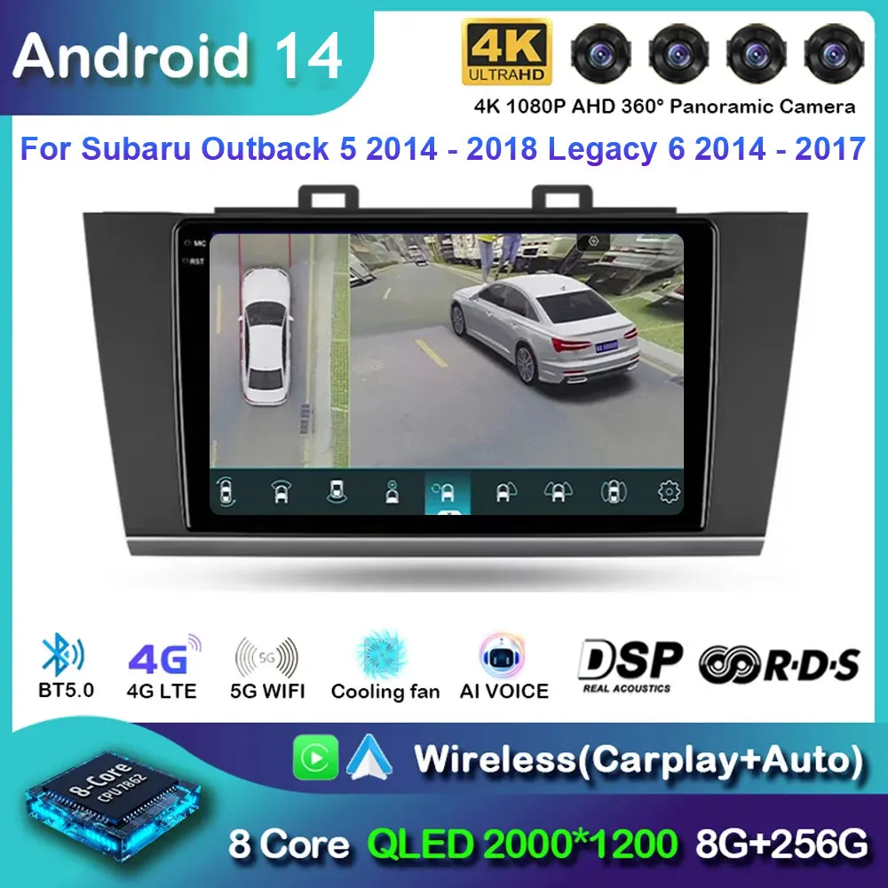 Android 14 для Subaru Outback 5 2014-2018 Legacy 6 2014-2017 Автомобильный радиоприемник Мультимедийный