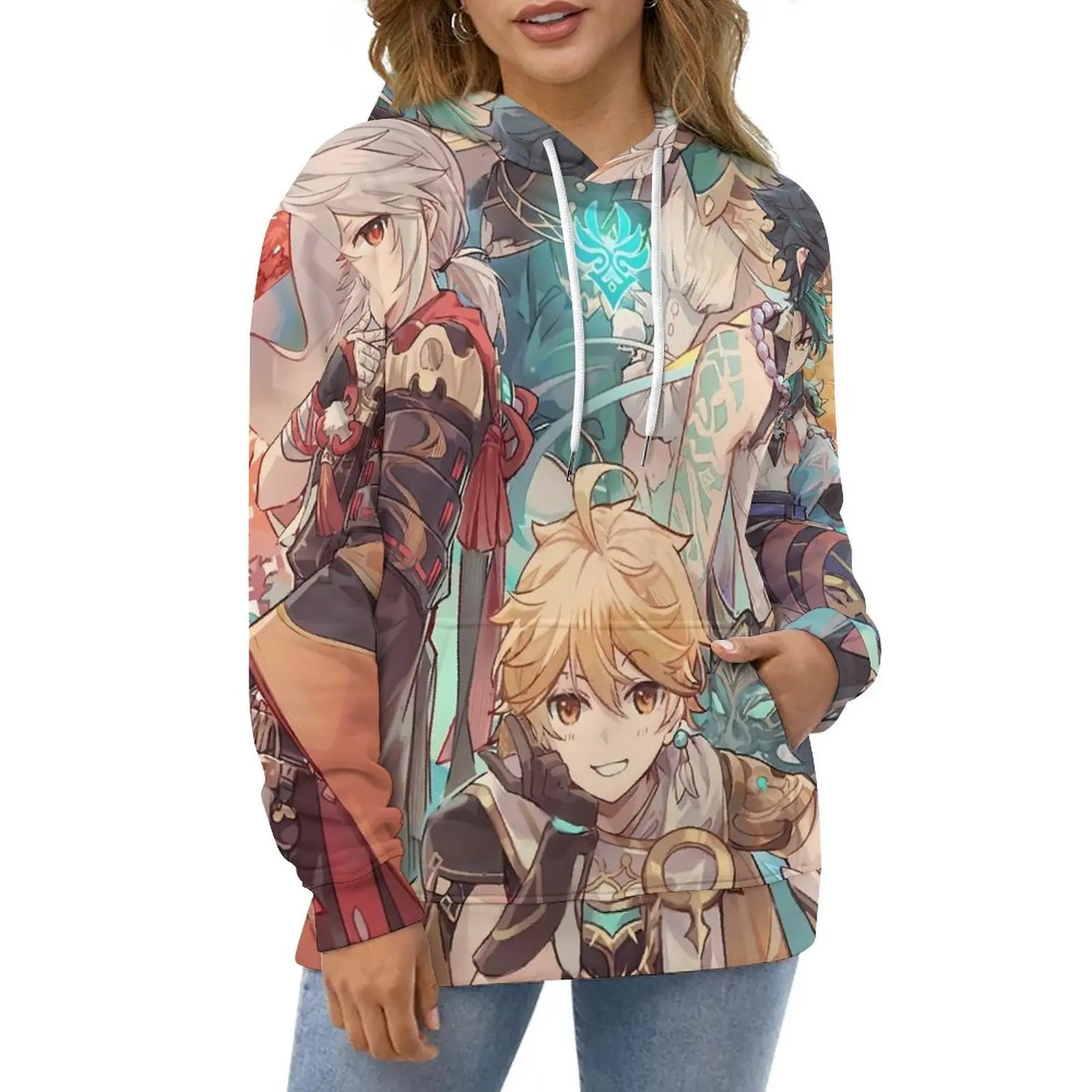 

Толстовки Genshin Impact с принтом Kazuha, Повседневная Толстовка в уличном стиле, крутые толстовки большого размера с длинным рукавом и графическим принтом