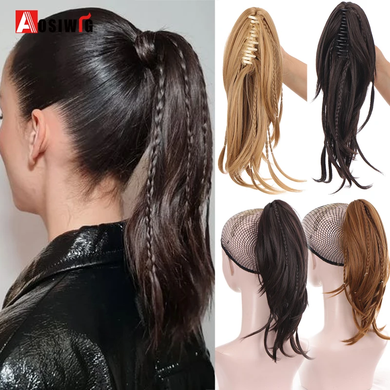 

Aosiwig синтетические короткие прямые конский хвост с зажимом для наращивания волос для женщин искусственные волосы для конского хвоста