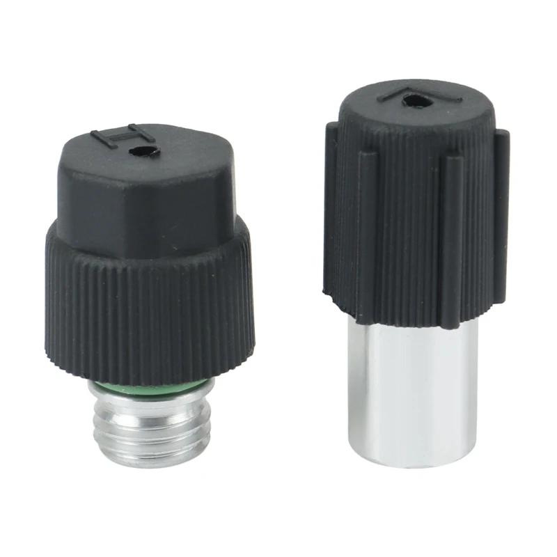 

2Pcs AC Charging Port Service Hi/Low Ball Valves With Black Caps For GM Ford