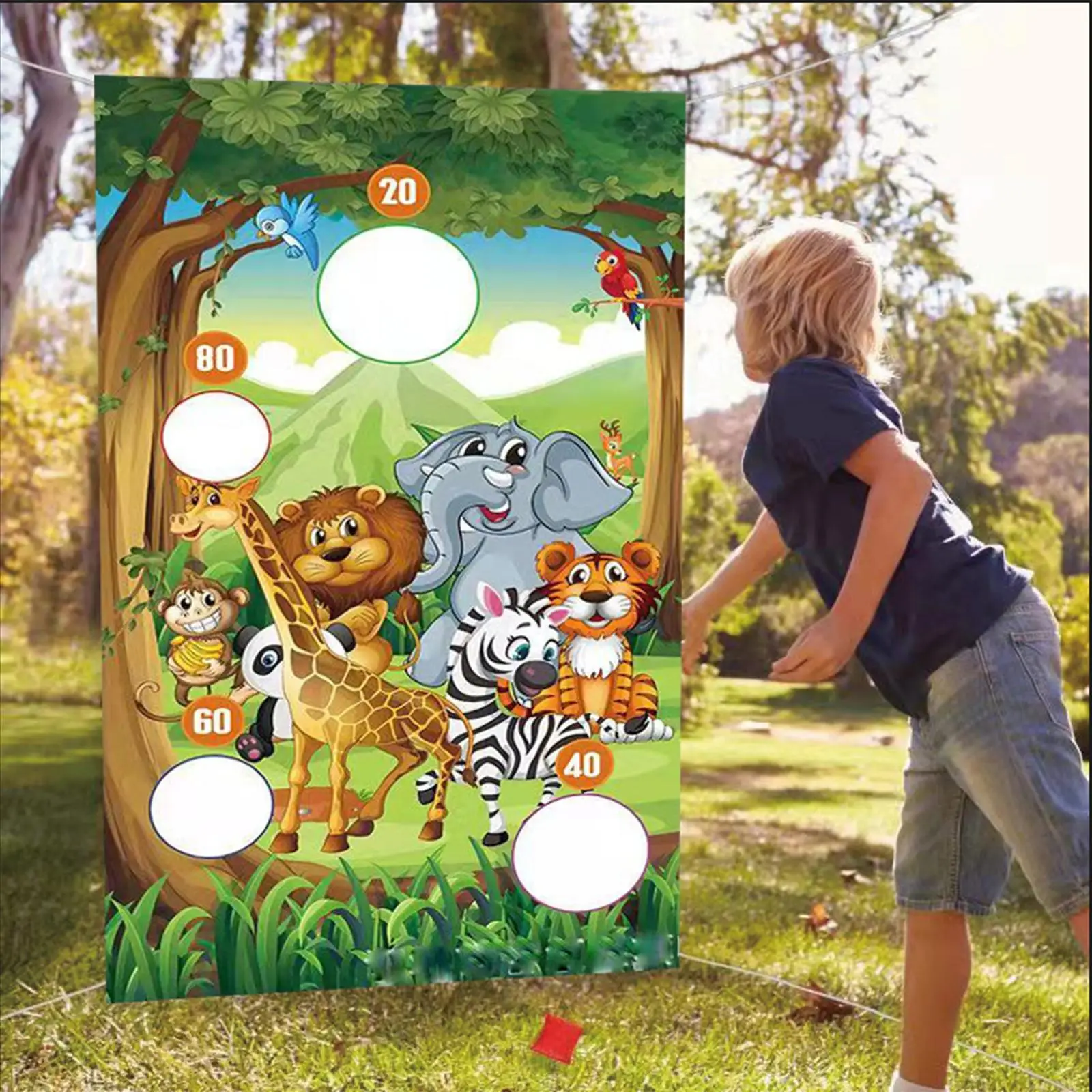 

Funny Sandbag Throw toys, Circus Clown Pattern Toss Game Banner with and Rope Carnival Games Toss Games for Teens