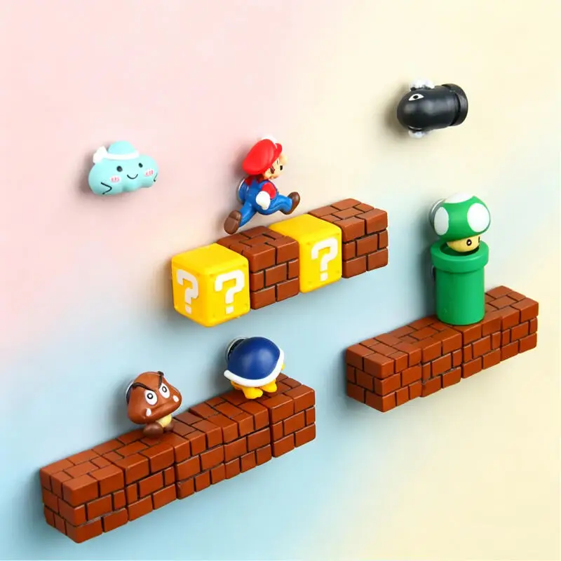 Фото Магнит на холодильник Super Mario 3D из смолы, милый мультяшный набор для творчества: Туд, Луиджи, Пич, золотая монета. Декор для кухни и дома, подарок для детей. №4
