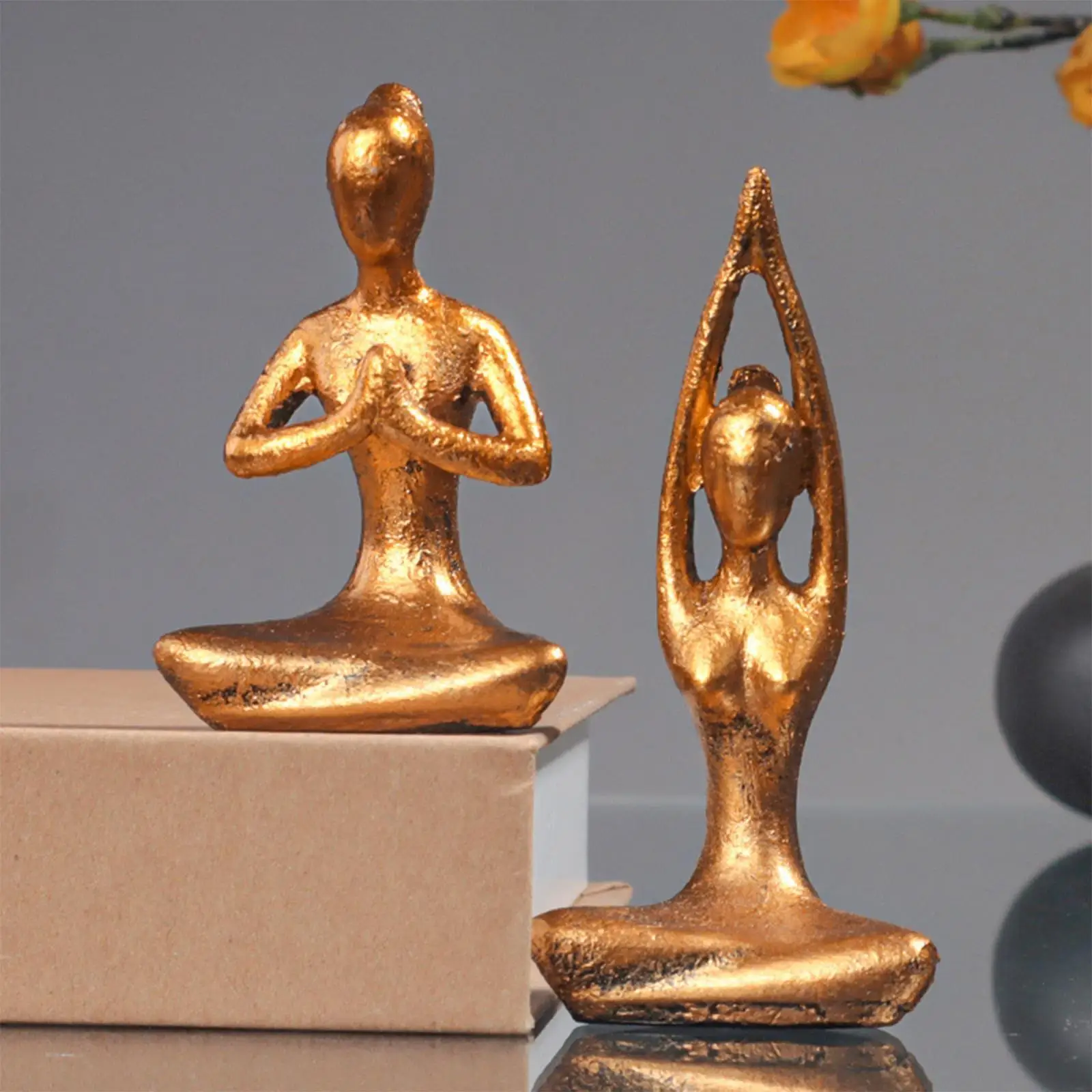 

4x Yoga Girl Statue Figurine Meditation Sculpture for Spiritual Decoration