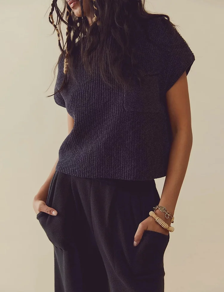

Женский Повседневный пуловер с круглым вырезом, однотонный вязаный свитер, комплект свободных брюк с закрывающими штанинами, однотонный эластичный комплект из двух предметов, новинка 2023