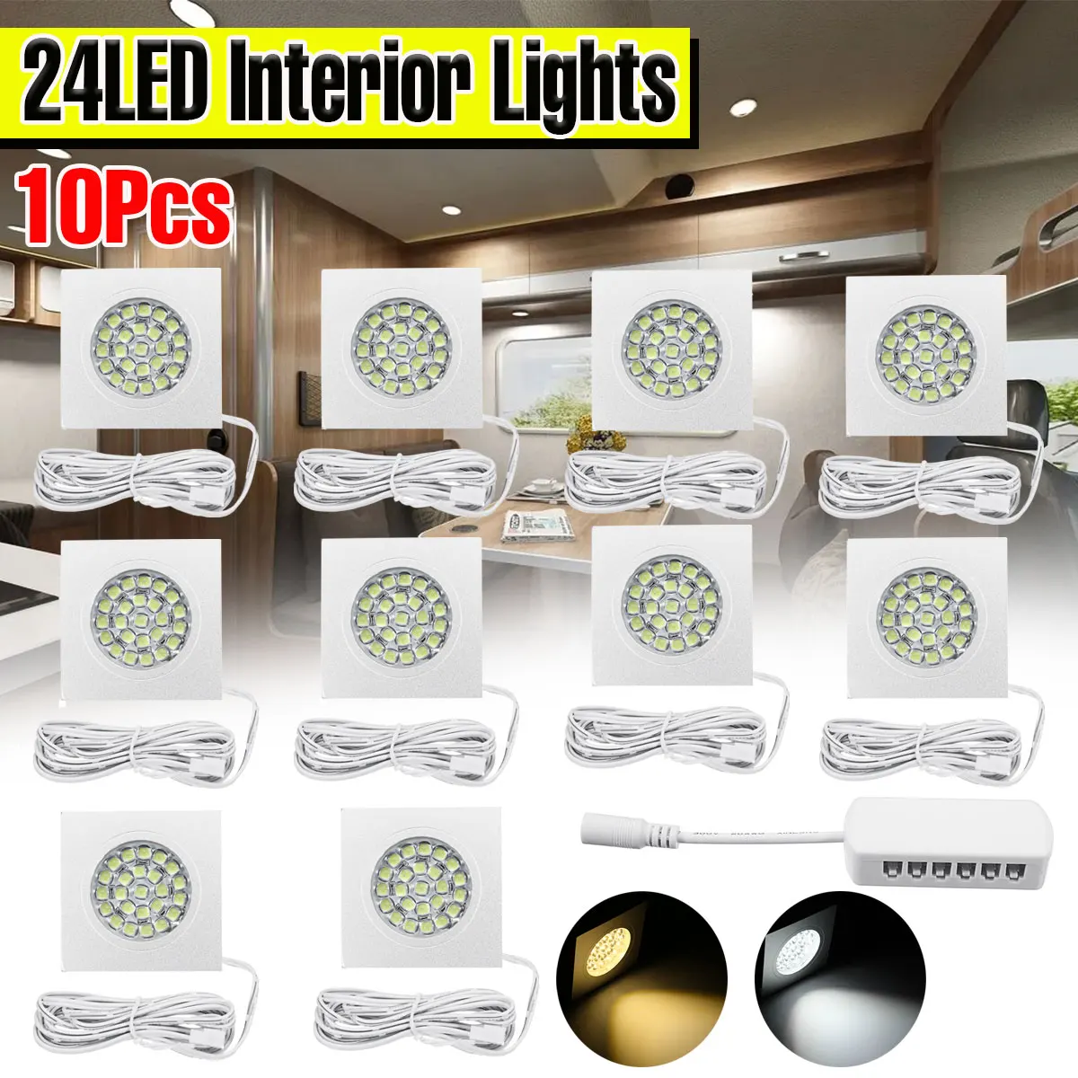 Встраиваемая лампа для дома, прицепа, лодки, фургона, 4-10 шт., 12 В, 24 светодиода