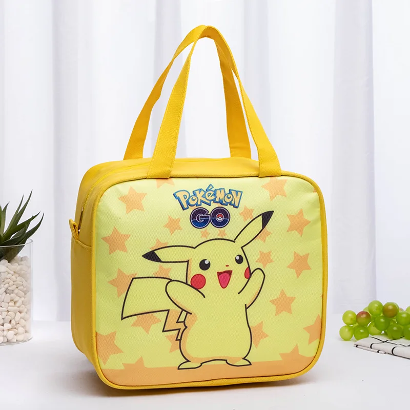 

New Anime Pokemon Fashion Lunch handbags Pikachu Insulation bags Portable Canvas Bag handcuffs bag lunch box bag