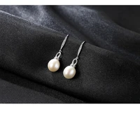 meibapjnatural freshwater pearl fashion drop earrings real 925 sterling silver fine charm jewelry for women