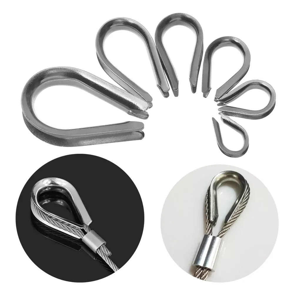 

Stainless Steel M2 to M8 Silver Cable Wire Rope Clamp Thimbles Rigging Hardware Chicken Heart Ring Fixing Workpiece