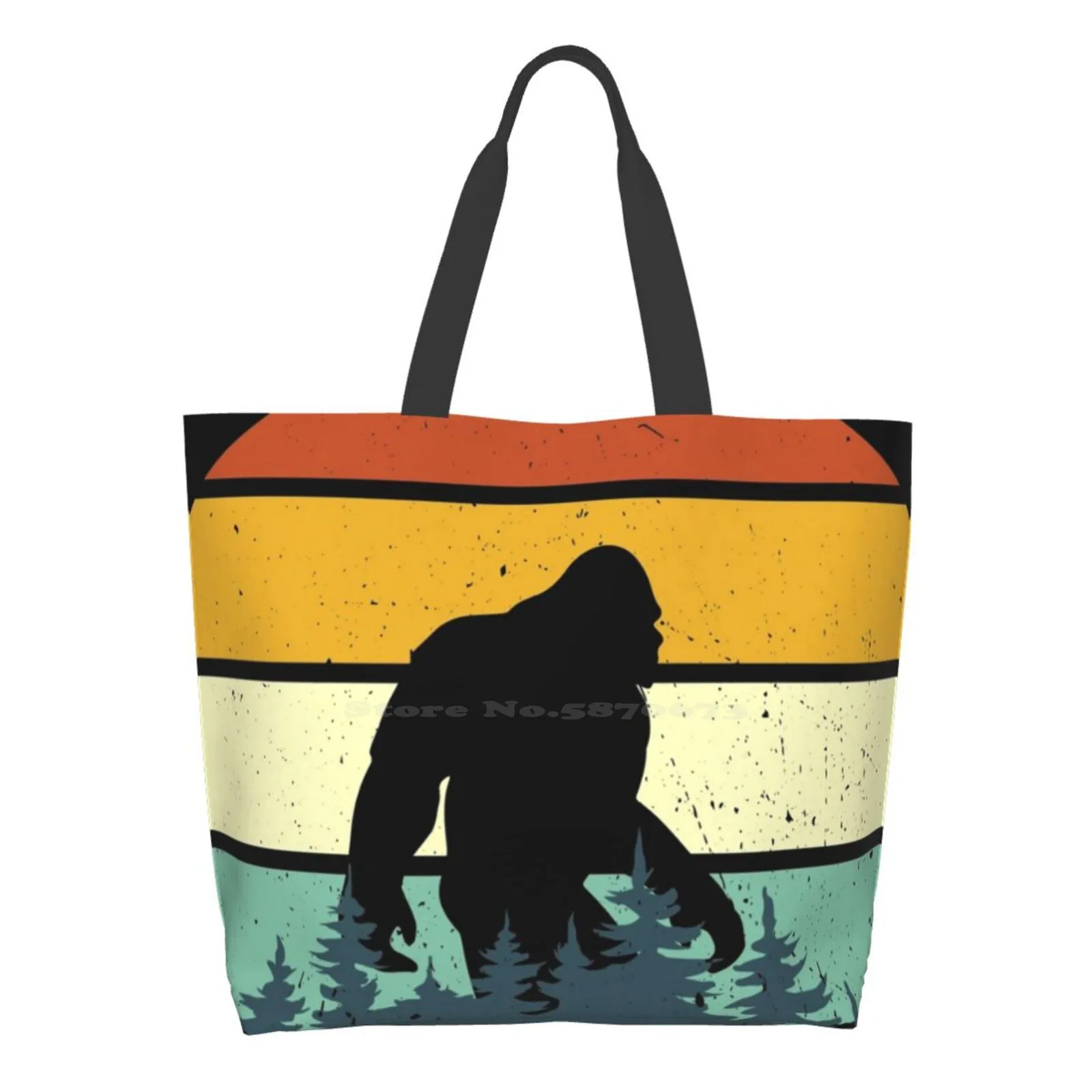 

Believe Retro Bigfoot Forest Silhouette Gift Handbags Shoulder Bags Large size Sasquatch Big Foot Cryptid Hide And Seek