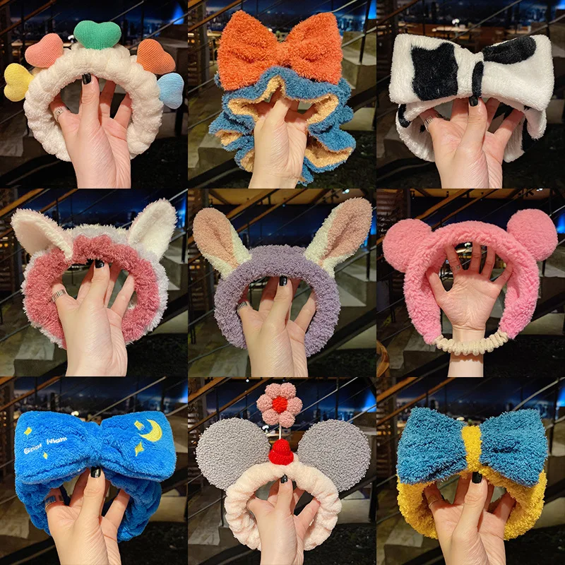 

Korean schoolgirl face wash headband headband yoga net celebrity headband rabbit ears cat ears plush bow hair accessories