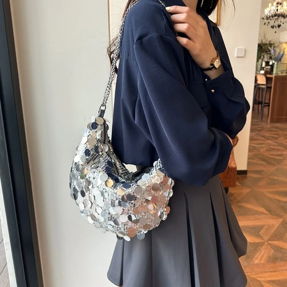 Блестящий вечерний клатч блестящая большая вместительная сумка через плечо с