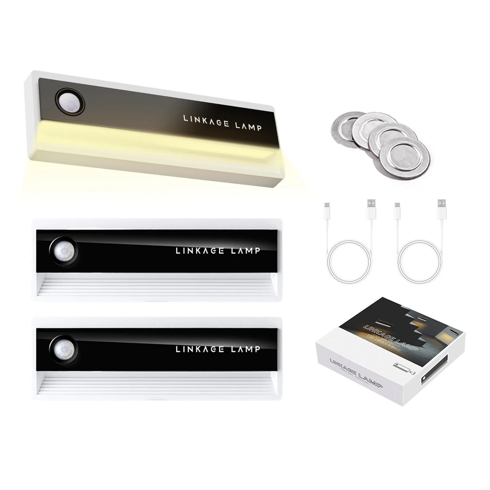 

3 Pieces Linkage Sensor Light Wireless LED Nightlight Induction Floor Lamp Wireless Human Body Induction Floor Lamp For Indoor