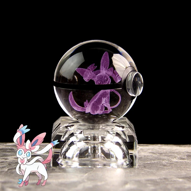 Фото 5 см Sylveon Pokemon хрустальный шар игра коллекционные сувениры игрушки модель подарки на день рождения для детей домашний декор карманный монстр №3