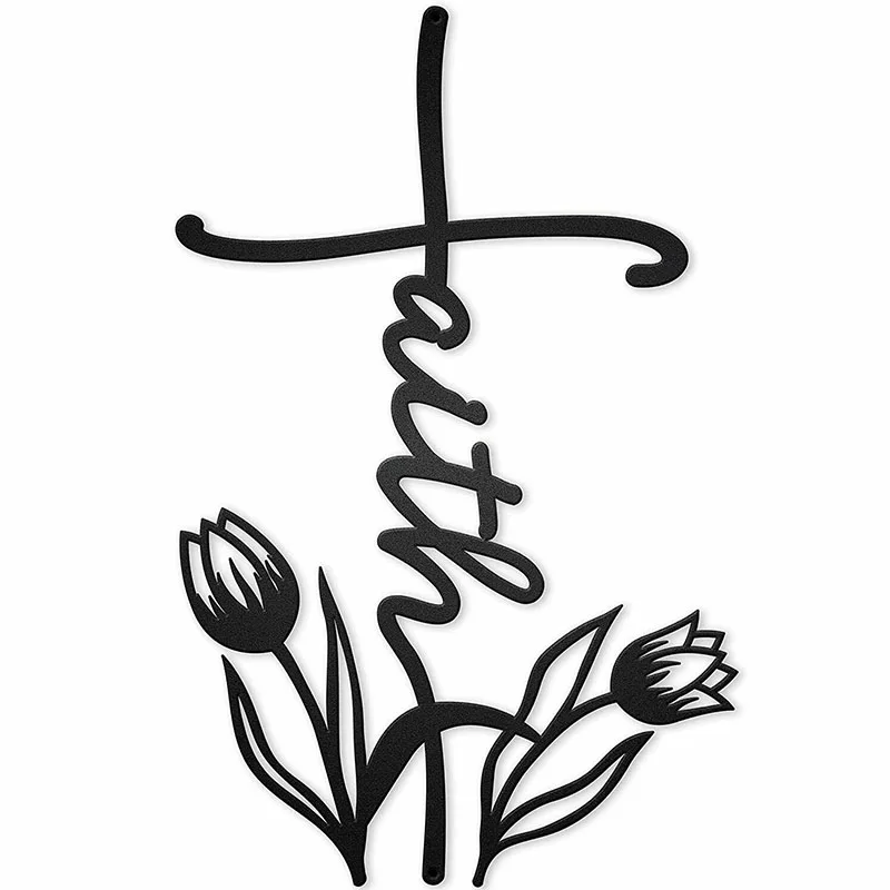 

Floral Faith Cross Wall Decoration Extra large Decorative Wall Hanging Home Living Room Interior Decoration Metal Art