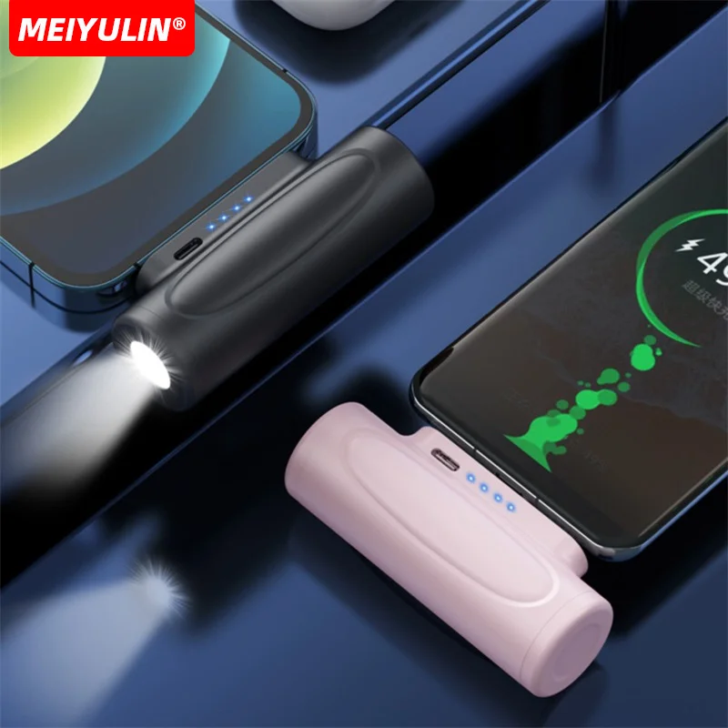 Портативный мини-аккумулятор емкостью 5000 мАч с фонариком Type-C Маленькое быстрое