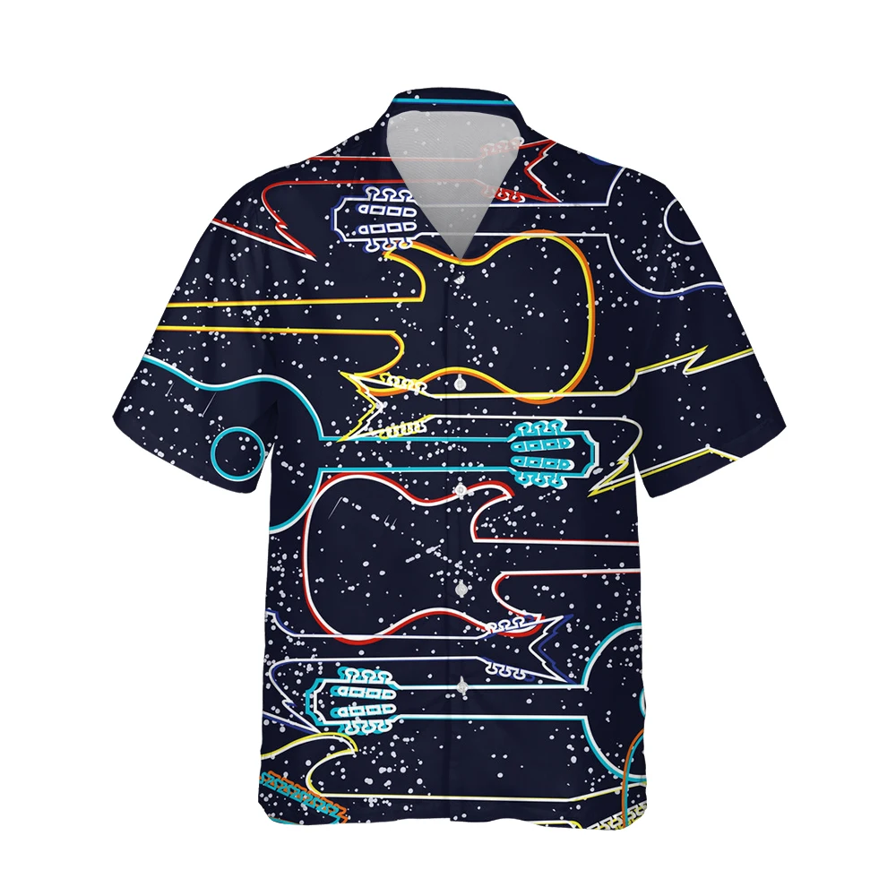 Jumeast 3D HIP HOP Men Shirts Colorful Guitar Pattern Fashion Summer Short Sleeve Oversized Shirt For Men Casual Streetwear Tops