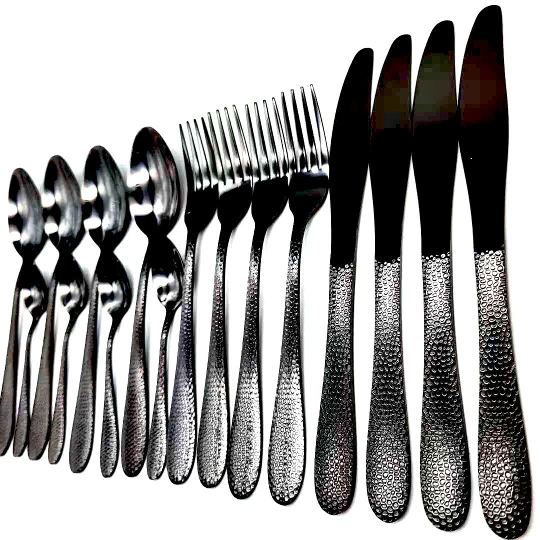 

Black Cutlery Tableware Set Stainless Steel Fork Spoon Knife Set Kitchen Dinner Dinnerware Set The Forks Spoons Knifes Gift Box