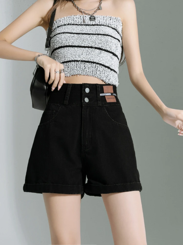 Women Clothing Fashionable High Waisted Denim Shorts Summer 2023 New High Street Trendy Loose Fitting and Slimming Hot Pants