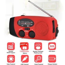 Multifunctional Hand Crank Solar Dynamo Powered AM/FM/NOAA Weather Radio Emergency LED Flashlight Lamp Power Bank for Cell Phone