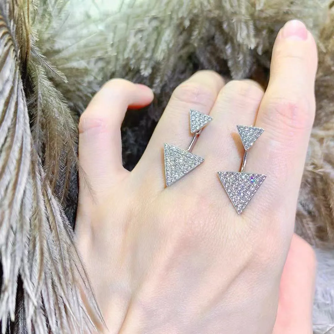 

Triangle Diamond Dangle Earring 925 Sterling silver Party Wedding Drop Earrings for Women Bridal Engagement Promise Jewelry Gift