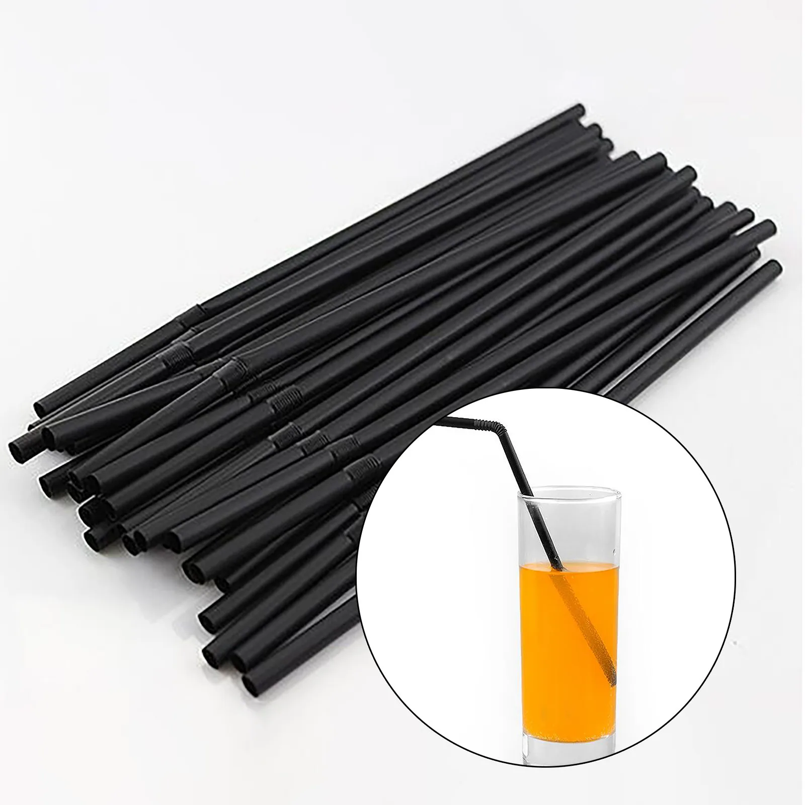 

21cm Disposable Cutlery Black Elbow Material Straws For Drinks Party Home Plastic Straws Kitchen Gadgets słomki plastikowe