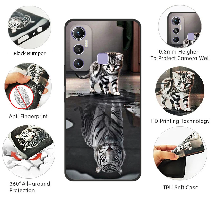for infinix hot 11 case thin black soft silicon protective cover for infinix hot11 phone case cartoon pattern free global shipping