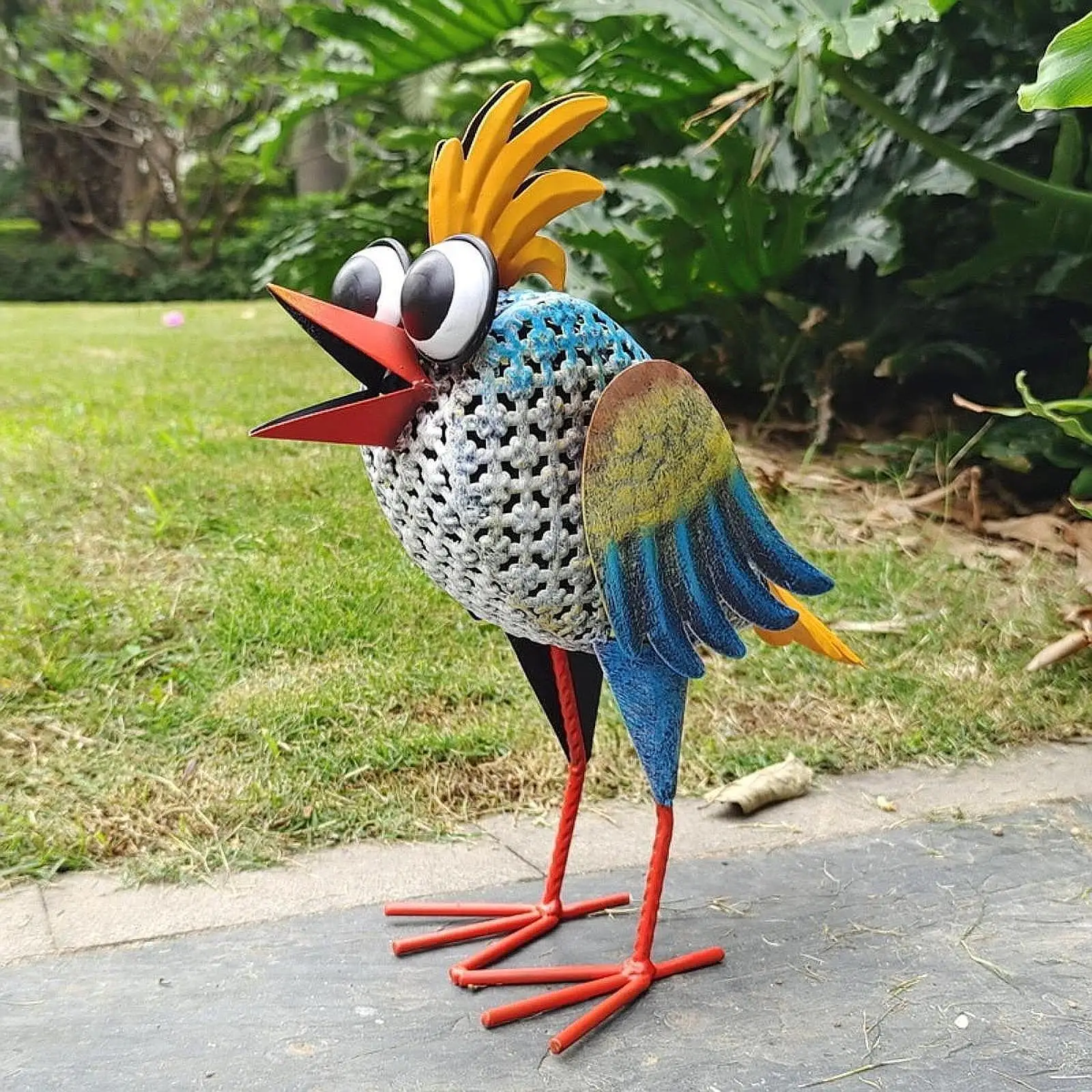 Bird Sculpture Garden Decoration Iron Art Figurine for Pond Pool Decor