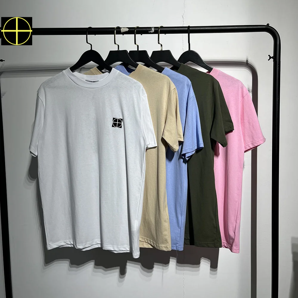 

Новинка 2023, футболка с вышивкой на груди для мужчин и женщин, хлопковая Футболка с круглым вырезом, футболка с коротким рукавом, нашивкой и знаком