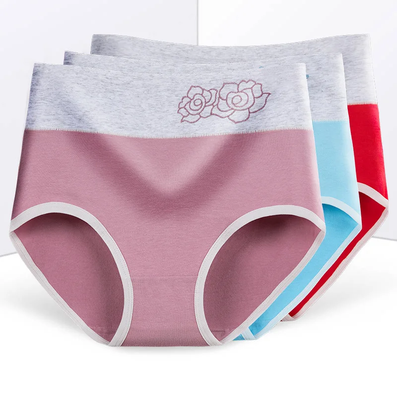 3pcs Cotton Women's Panties Underwear High Waist Briefs Breathable Underpants Seamless Soft Lingerie Girls Fashion Briefs