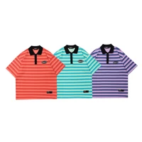 atsunset dark stripes button polo shirt hip hop streetwear vintage style harajuku t shirt pullover top
