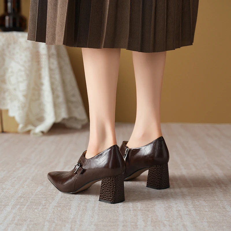 Женские кожаные туфли-лодочки с острым носком офисные и вечерние туфли на