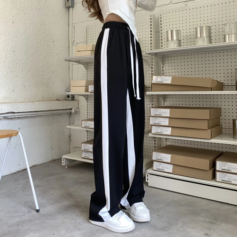 

Y2k Pants Women Korean Fashion Harajuku Striped Patchwork Vintage Trousers Baggy Wide Leg Sweatpants Streetwear Kpop Clothes