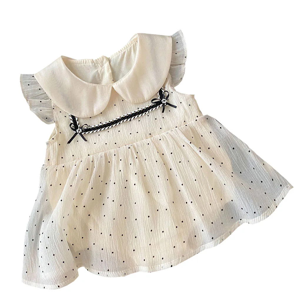 

Baby Girl Onesies Summer New Arrival Dot Print Peter Pan Collar Princess Newborn Clothes 1st Birthday Infant Bodysuits