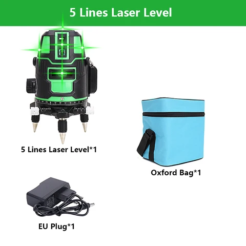 JUNEFOR профессиональный лазерный уровень с 2/3/5 линиями, самонивелирующийся нивелир 360 градусов, лазерный нивелир с зеленым лазером, измерительная лента, строительные инструменты