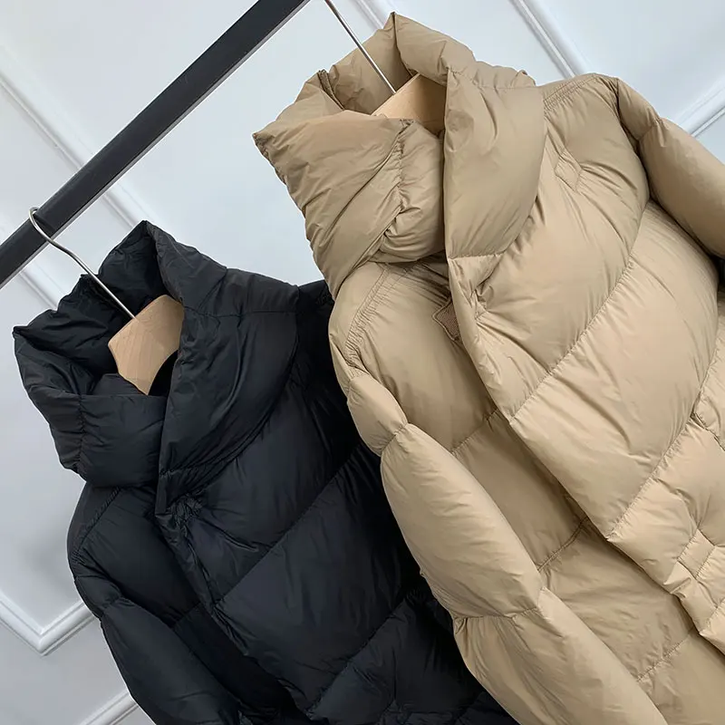 2023 New Arrival Woman Duck Down Coat Puffer Parkas Winter Jacket with a Hood for Lady Female Outerwear Windbreaker Black Khaki