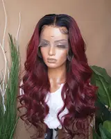 1B/99J Burgundy Ombre Full Lace Front Wigs Human Hair with Baby Hair Pre plucked Frontal Thick Body Wave Wigs for Black Women
