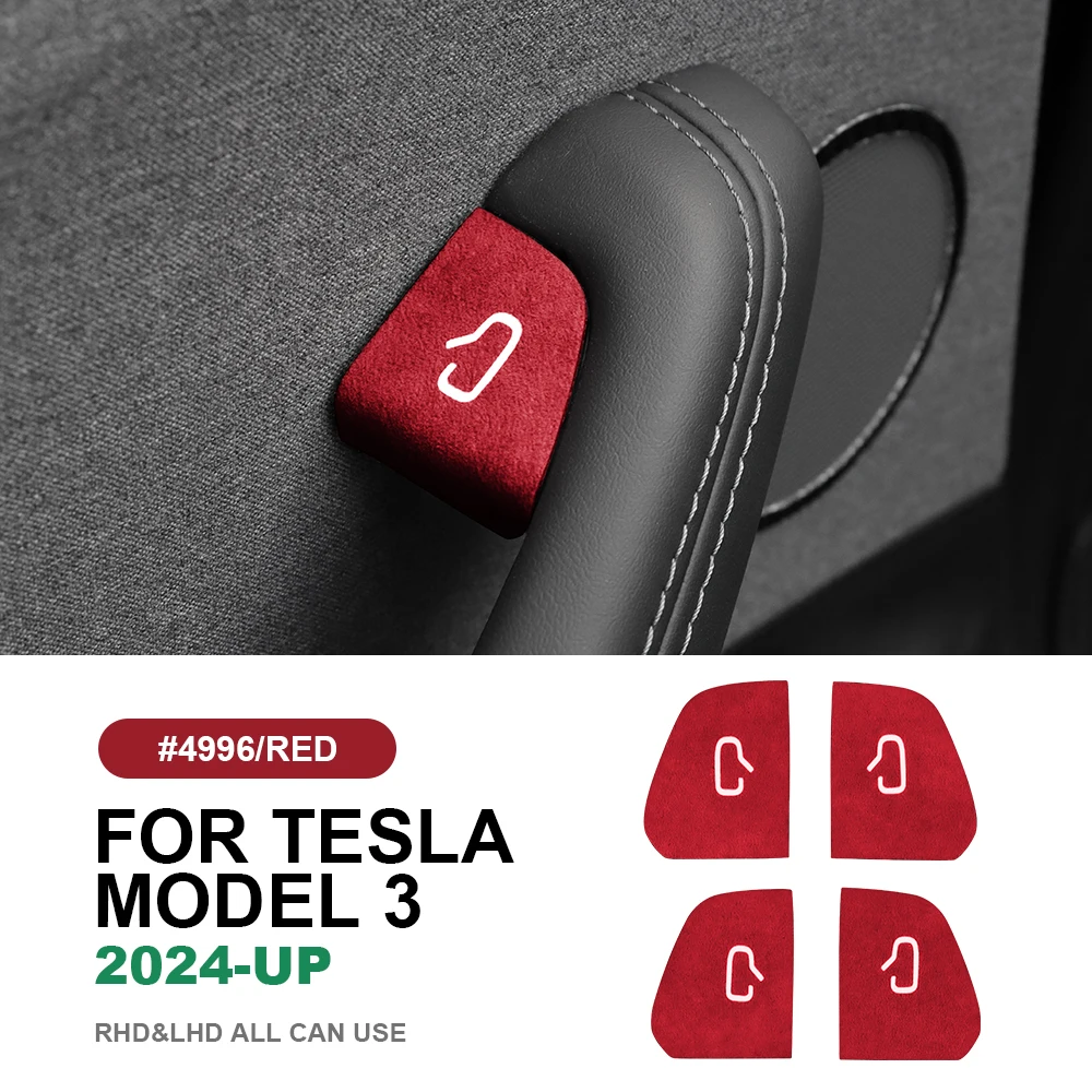

KUNGKIC для Tesla Model 3 Highland 2024-Up итальянский верхний замшевый дверной переключатель, накладка, защитное украшение, автомобильные аксессуары