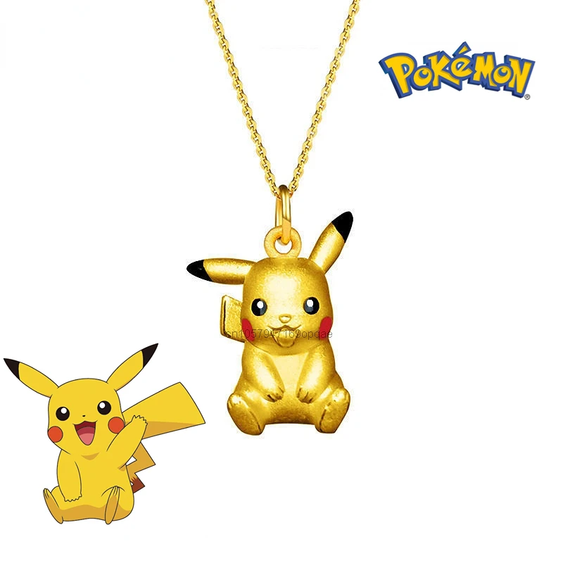 

Карманное ожерелье с монстром, анимацией, Пикачу, 3D, карманное ожерелье с золотой цепочкой, Студенческая цепочка на воротник для ювелирных изделий, подарки