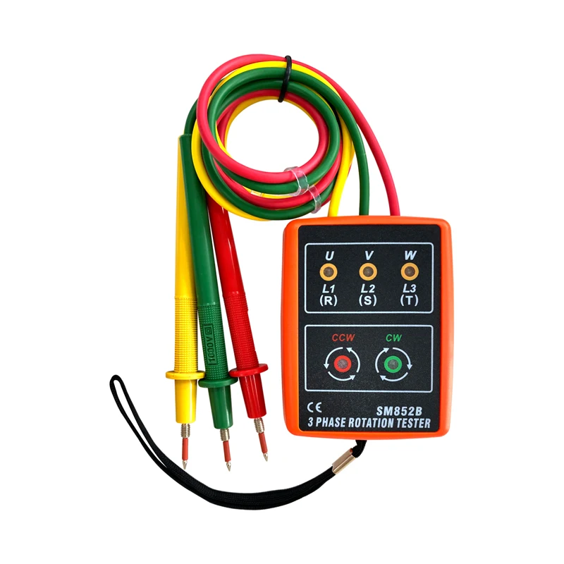 

Тестер 3-фазного вращения, цифровой индикатор фазы, детектор светодиосветодиодный + зуммер SM852B, измеритель фазной последовательности 60 В ~ 600...