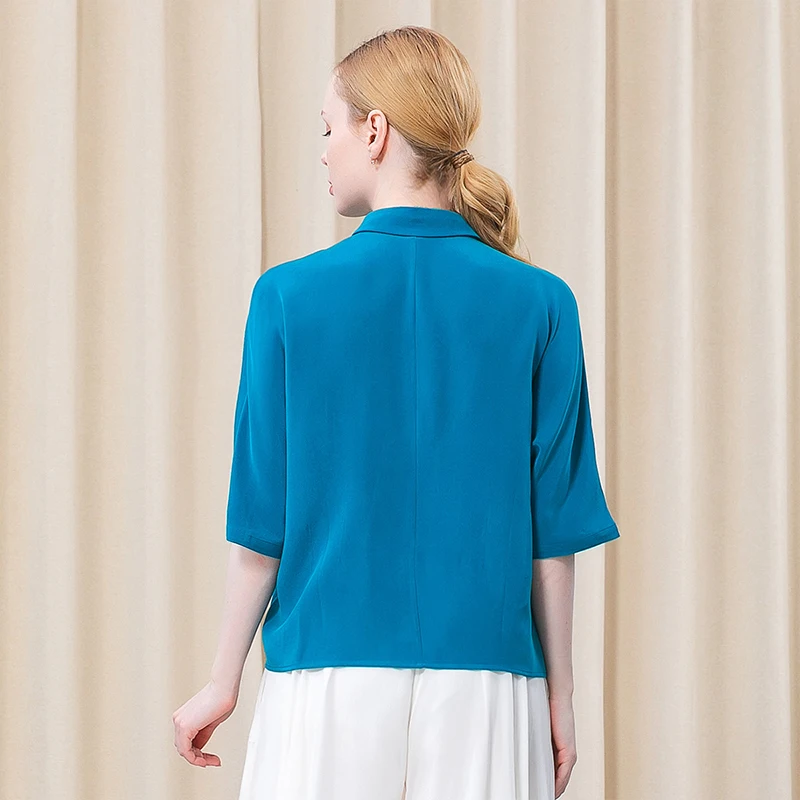 Рисунок 2 - Шелковая блузка-поло с оборками и рукавом до локтя