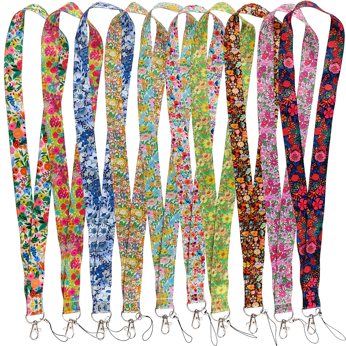 Colorful Flowers Phone Lanyard Neck Strap for Key ID Card Cell Phone Straps for USB Badge Holder DIY Hanging Rope Tether Rope