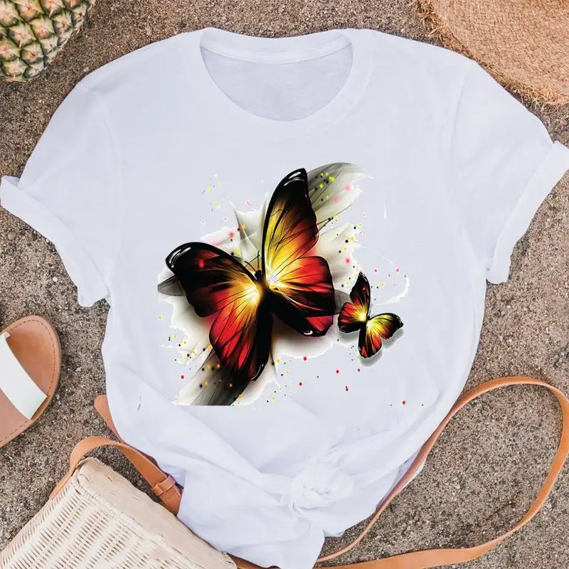 

Tee Shirt Fashion Clothes Butterfly New Lovely 90s Short Sleeve T Women Casual Tshirt Top Female Lady Graphic T-shirts