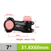 31 8mm bicycle handlebar stem for mountain road bike mtb aluminum alloy 7 degrees 31 8x60708090100110mm lightweight