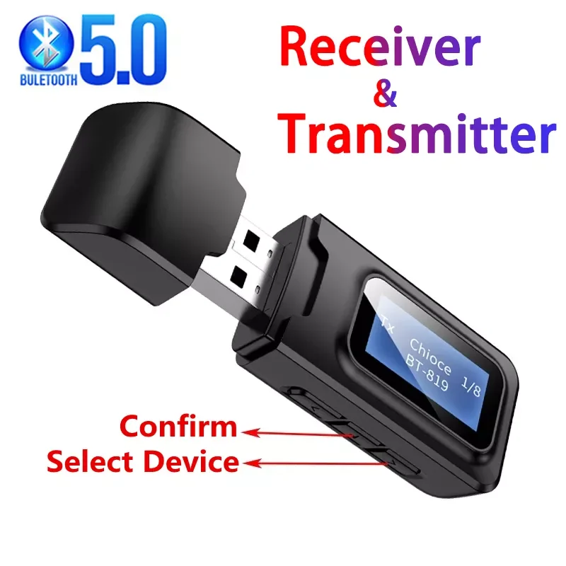 

2 in 1 Bluetooth-compatible 5.0 Receiver Transmitter 3.5mm AUX Jack Music Stereo Wireless Bluetooth-compatible Dongle Adapter