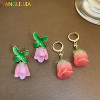 tulip flower earrings south koreas temperament personality fashion elegant stud earrings ms girl travel wedding accessories