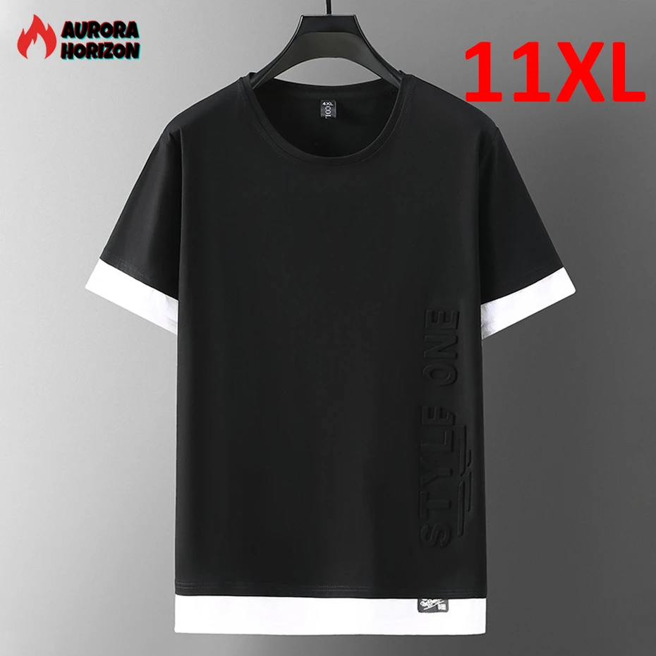 

AuroraHorizon New Summer T-shirt Men Plus Size 10XL 11XL Short Sleeve Green Casual 3D Letter Tshirt Male Tops Tees Big Size 10XL