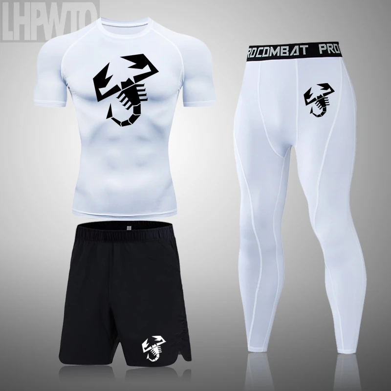 

Men's Clothing Sport Short Sleeve Tight Breathable Tracksuits Men's Compression Running Set Football Basketball Cycling Fitness