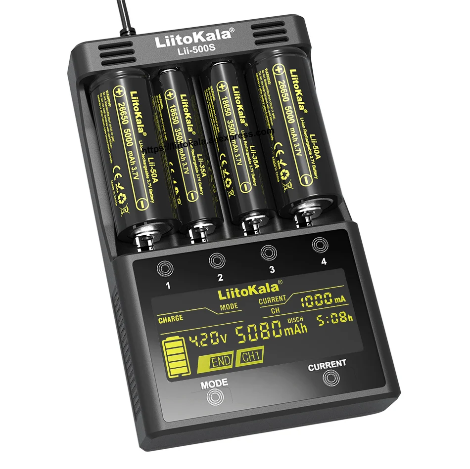 

Liitokala Lii-500 Lii-PD4 Lii-500S Lii-S2 4sbattery Carregador Battery 3.7V 18650 21700 26650 18350 18500 10400 17500 1.2V AAA
